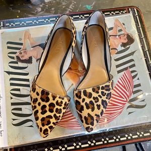 J.CREW Leopard Print Calf Hair Pointed Toe Flats Size 6.5